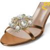 imageFSJ Women Comfy Low Kitten Heels Sandals Mules Open Toe Slip On Floral Rhinestones Backless Casual Dress Slipper Slides Shoes Size 415 USFlower Brown