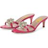 imageFSJ Women Comfy Low Kitten Heels Sandals Mules Open Toe Slip On Floral Rhinestones Backless Casual Dress Slipper Slides Shoes Size 415 USFlower Hot Pink