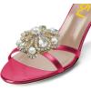 imageFSJ Women Comfy Low Kitten Heels Sandals Mules Open Toe Slip On Floral Rhinestones Backless Casual Dress Slipper Slides Shoes Size 415 USFlower Hot Pink