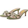 imageFSJ Women Comfy Low Kitten Heels Sandals Mules Open Toe Slip On Floral Rhinestones Backless Casual Dress Slipper Slides Shoes Size 415 USFlower Olive Green