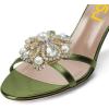 imageFSJ Women Comfy Low Kitten Heels Sandals Mules Open Toe Slip On Floral Rhinestones Backless Casual Dress Slipper Slides Shoes Size 415 USFlower Olive Green