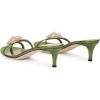 imageFSJ Women Comfy Low Kitten Heels Sandals Mules Open Toe Slip On Floral Rhinestones Backless Casual Dress Slipper Slides Shoes Size 415 USFlower Olive Green