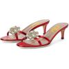 imageFSJ Women Comfy Low Kitten Heels Sandals Mules Open Toe Slip On Floral Rhinestones Backless Casual Dress Slipper Slides Shoes Size 415 USFlower Red