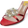 imageFSJ Women Comfy Low Kitten Heels Sandals Mules Open Toe Slip On Floral Rhinestones Backless Casual Dress Slipper Slides Shoes Size 415 USFlower Red