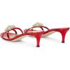imageFSJ Women Comfy Low Kitten Heels Sandals Mules Open Toe Slip On Floral Rhinestones Backless Casual Dress Slipper Slides Shoes Size 415 USFlower Red