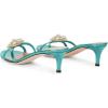 imageFSJ Women Comfy Low Kitten Heels Sandals Mules Open Toe Slip On Floral Rhinestones Backless Casual Dress Slipper Slides Shoes Size 415 USFlower Turquoise