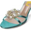 imageFSJ Women Comfy Low Kitten Heels Sandals Mules Open Toe Slip On Floral Rhinestones Backless Casual Dress Slipper Slides Shoes Size 415 USFlower Turquoise