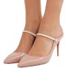 imageFSJ Women Cute Slip On Mules Pointed Toe Pumps Stiletto Heels Mary Jane Sandals Shoes Size 415 USBeige
