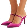imageFSJ Women Cute Slip On Mules Pointed Toe Pumps Stiletto Heels Mary Jane Sandals Shoes Size 415 USFuchsia