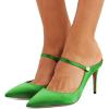 imageFSJ Women Cute Slip On Mules Pointed Toe Pumps Stiletto Heels Mary Jane Sandals Shoes Size 415 USGreen