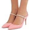 imageFSJ Women Cute Slip On Mules Pointed Toe Pumps Stiletto Heels Mary Jane Sandals Shoes Size 415 USPink