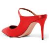 imageFSJ Women Cute Slip On Mules Pointed Toe Pumps Stiletto Heels Mary Jane Sandals Shoes Size 415 USRed