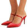 imageFSJ Women Cute Slip On Mules Pointed Toe Pumps Stiletto Heels Mary Jane Sandals Shoes Size 415 USRed