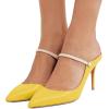 imageFSJ Women Cute Slip On Mules Pointed Toe Pumps Stiletto Heels Mary Jane Sandals Shoes Size 415 USYellow