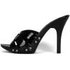 imageFSJ Women Fashion Open Toe Stiletto High Heel Mules Studded Slip On Summer Causal Sandal Slide Shoes Size 415 USBlack