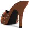 imageFSJ Women Fashion Open Toe Stiletto High Heel Mules Studded Slip On Summer Causal Sandal Slide Shoes Size 415 USBrown