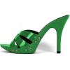 imageFSJ Women Fashion Open Toe Stiletto High Heel Mules Studded Slip On Summer Causal Sandal Slide Shoes Size 415 USGreen