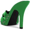 imageFSJ Women Fashion Open Toe Stiletto High Heel Mules Studded Slip On Summer Causal Sandal Slide Shoes Size 415 USGreen