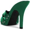 imageFSJ Women Fashion Open Toe Stiletto High Heel Mules Studded Slip On Summer Causal Sandal Slide Shoes Size 415 USSea Green