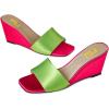 imageFSJ Women Graceful Open Toe Sandal Mules Wedge High Heel Slip On Casual Walking Ladies Slide Shoes Size 415 USGreen