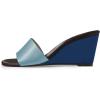 imageFSJ Women Graceful Open Toe Sandal Mules Wedge High Heel Slip On Casual Walking Ladies Slide Shoes Size 415 USLight Blue