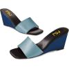 imageFSJ Women Graceful Open Toe Sandal Mules Wedge High Heel Slip On Casual Walking Ladies Slide Shoes Size 415 USLight Blue