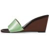 imageFSJ Women Graceful Open Toe Sandal Mules Wedge High Heel Slip On Casual Walking Ladies Slide Shoes Size 415 USPale Green