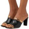 imageFSJ Women Open Peep Toe High Heel Slide Sandals Backless Slip on Clog Mules Gold Band Casual Shoes Size 415 USBlack