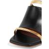 imageFSJ Women Open Peep Toe High Heel Slide Sandals Backless Slip on Clog Mules Gold Band Casual Shoes Size 415 USBlack