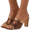 imageFSJ Women Open Peep Toe High Heel Slide Sandals Backless Slip on Clog Mules Gold Band Casual Shoes Size 415 USBrown