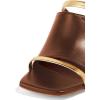 imageFSJ Women Open Peep Toe High Heel Slide Sandals Backless Slip on Clog Mules Gold Band Casual Shoes Size 415 USBrown