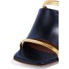 imageFSJ Women Open Peep Toe High Heel Slide Sandals Backless Slip on Clog Mules Gold Band Casual Shoes Size 415 USNavy