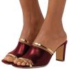 imageFSJ Women Open Peep Toe High Heel Slide Sandals Backless Slip on Clog Mules Gold Band Casual Shoes Size 415 USWine Red