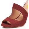 imageFSJ Women Peep Toe Thin High Heel Pumps Slip on Mules Cutout Clogs Slide Sandals Shoes Size 415 USDark Red