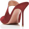 imageFSJ Women Peep Toe Thin High Heel Pumps Slip on Mules Cutout Clogs Slide Sandals Shoes Size 415 USDark Red