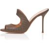imageFSJ Women Peep Toe Thin High Heel Pumps Slip on Mules Cutout Clogs Slide Sandals Shoes Size 415 USGrey