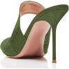 imageFSJ Women Peep Toe Thin High Heel Pumps Slip on Mules Cutout Clogs Slide Sandals Shoes Size 415 USOlive