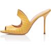 imageFSJ Women Peep Toe Thin High Heel Pumps Slip on Mules Cutout Clogs Slide Sandals Shoes Size 415 USYellow