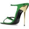imageFSJ Women Sexy Open Pointed Toe Glossy Mules Stiletto High Heel Slip On Party Evening Dress Ladies Shoes Size 415 USGreen
