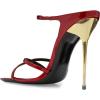 imageFSJ Women Sexy Open Pointed Toe Glossy Mules Stiletto High Heel Slip On Party Evening Dress Ladies Shoes Size 415 USRed