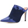 imageFSJ Women Slip On Closed Pointed Toe Mules Slide Sandals Stiletto High Heels Classic Shoes Size 415 USBlue Floral