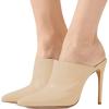 imageFSJ Women Slip On Closed Pointed Toe Mules Slide Sandals Stiletto High Heels Classic Shoes Size 415 USNude Matte