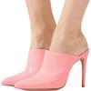 imageFSJ Women Slip On Closed Pointed Toe Mules Slide Sandals Stiletto High Heels Classic Shoes Size 415 USPink Matte
