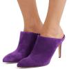 imageFSJ Women Slip On Closed Pointed Toe Mules Slide Sandals Stiletto High Heels Classic Shoes Size 415 USPurple Suede