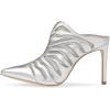 imageFSJ Women Slip On Closed Pointed Toe Mules Slide Sandals Stiletto High Heels Classic Shoes Size 415 USSilver