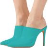 imageFSJ Women Slip On Closed Pointed Toe Mules Slide Sandals Stiletto High Heels Classic Shoes Size 415 USTurquoise Matte