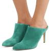 imageFSJ Women Slip On Closed Pointed Toe Mules Slide Sandals Stiletto High Heels Classic Shoes Size 415 USTurquoise Suede