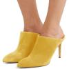 imageFSJ Women Slip On Closed Pointed Toe Mules Slide Sandals Stiletto High Heels Classic Shoes Size 415 USYellow Suede