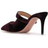 imageFSJ Women Vintage Slip on Pumps Mules Slide Slipper Velvet Pointed Toe High Heel Single Ankle Strap Backless Sandals Ladies Dress Shoes with Studded Rhinestones Button Size 415 USChocolate