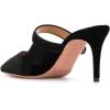 imageFSJ Women Vintage Slip on Pumps Mules Slide Slipper Velvet Pointed Toe High Heel Single Ankle Strap Backless Sandals Ladies Dress Shoes with Studded Rhinestones Button Size 415 USBlack